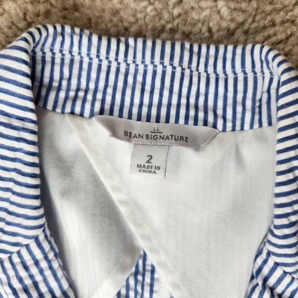 NWOT L.L.Bean Signature Seersucker Blazer in Blue Pinstripe Size 2 - Picture 3 of 7